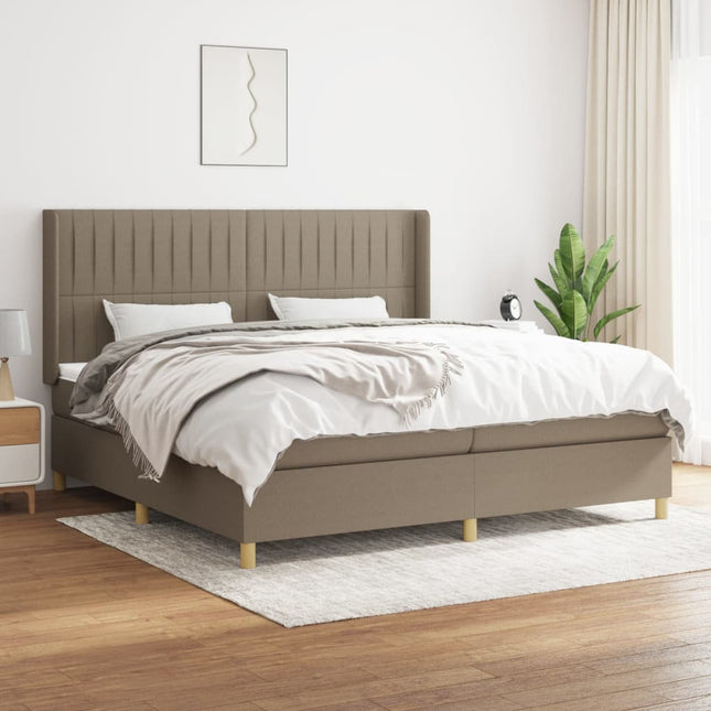 Boxspring met matras stof taupe 200x200 cm 200 x 200 cm Taupe