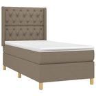 Box spring with fabric mattress taupe 80x200 cm