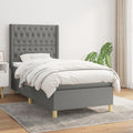 Boxspring met matras stof donkergrijs 90x190 cm