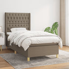 Box spring with fabric mattress taupe 90x190 cm