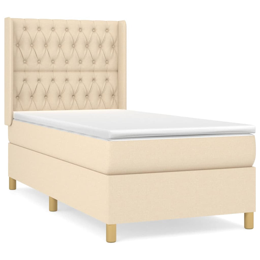 Boxspring Met Matras Stof Kleurig Crème 90 x 200 cm Getuft ontwerp
