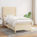 Boxspring met matras stof crèmekleurig 100x200 cm