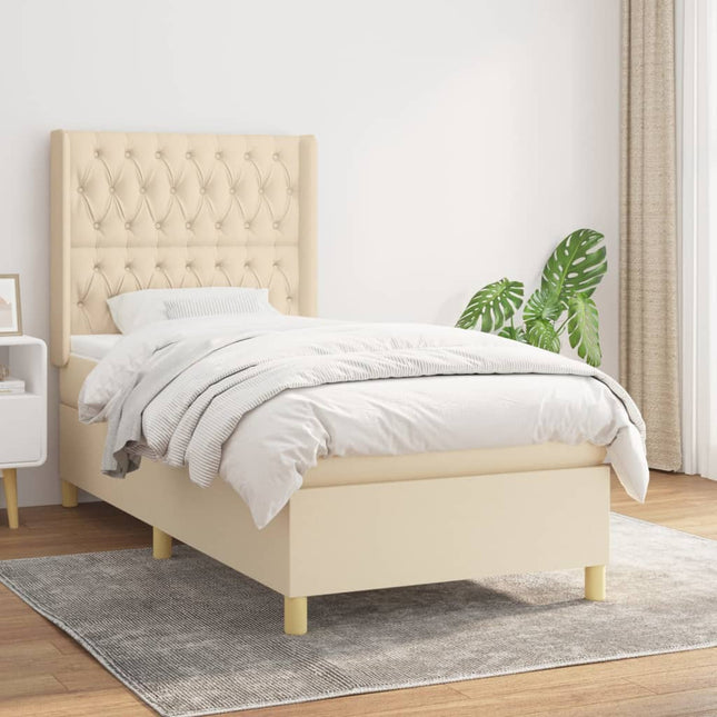 Boxspring Met Matras Stof Kleurig Crème 100 x 200 cm Getuft ontwerp