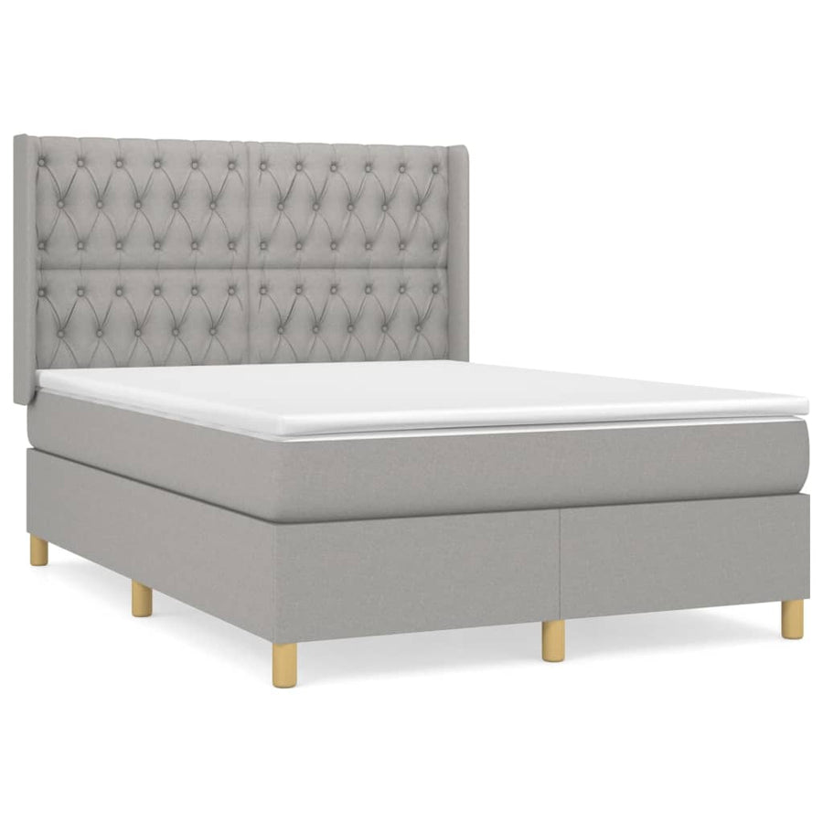 Boxspring Met Matras Stof Lichtgrijs 140 x 190 cm Getuft ontwerp