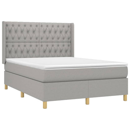 Boxspring Met Matras Stof Lichtgrijs 140 x 190 cm Getuft ontwerp
