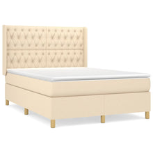 Boxspring met matras stof crèmekleurig 140x200 cm 140 x 200 cm Crème