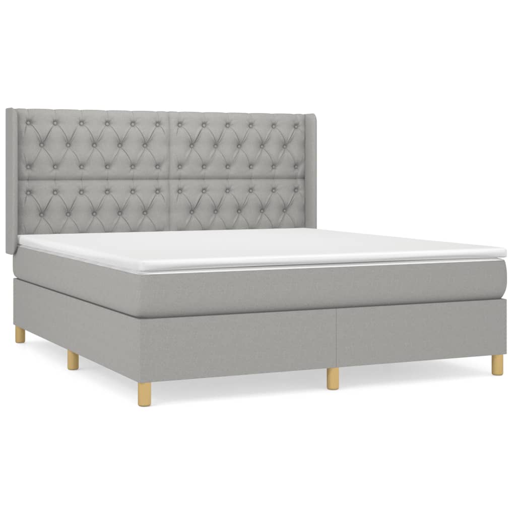 Boxspring Met Matras Stof Lichtgrijs 160 x 200 cm Getuft ontwerp