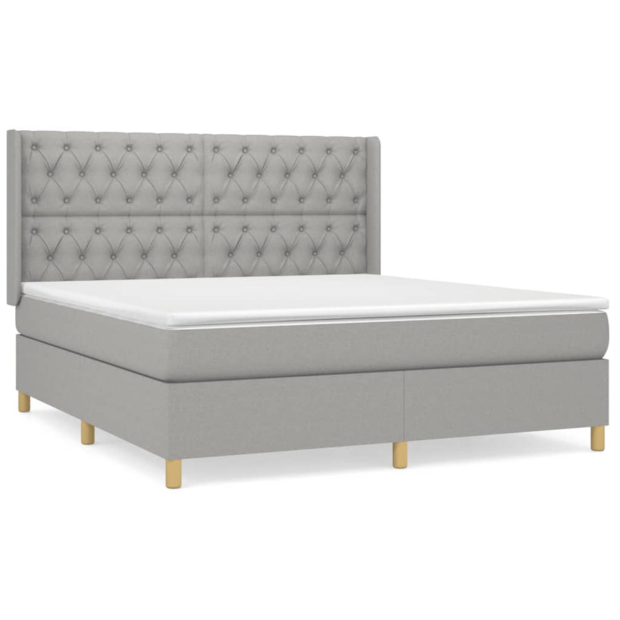 Boxspring Met Matras Stof Lichtgrijs 160 x 200 cm Getuft ontwerp