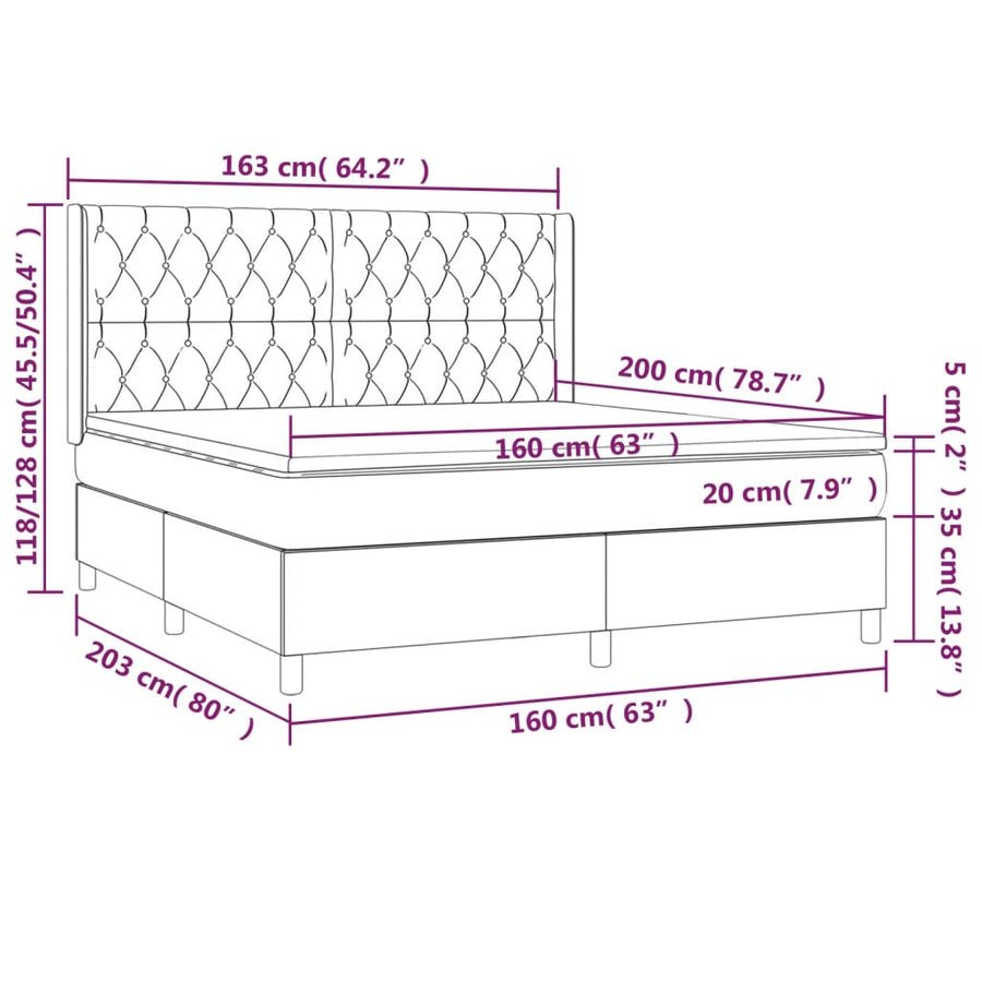 Boxspring Met Matras Stof Lichtgrijs 160 x 200 cm Getuft ontwerp