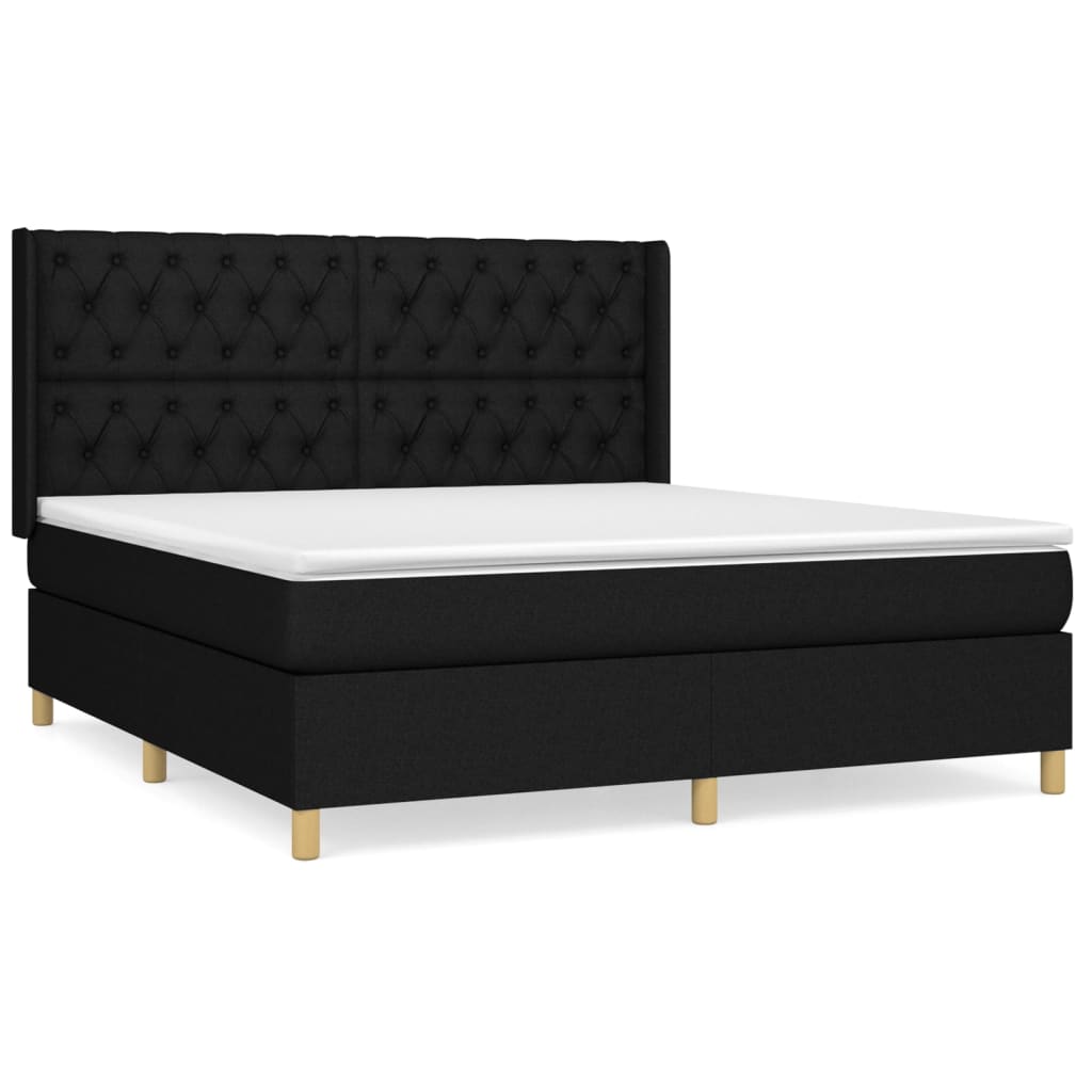 Boxspring Met Matras Stof Zwart 160 x 200 cm Getuft ontwerp