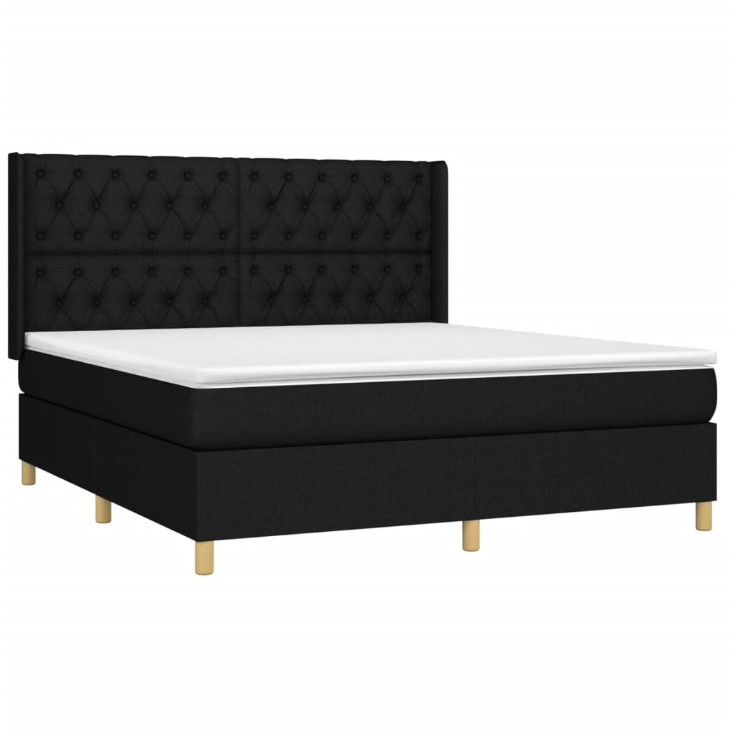 Boxspring Met Matras Stof Zwart 160 x 200 cm Getuft ontwerp