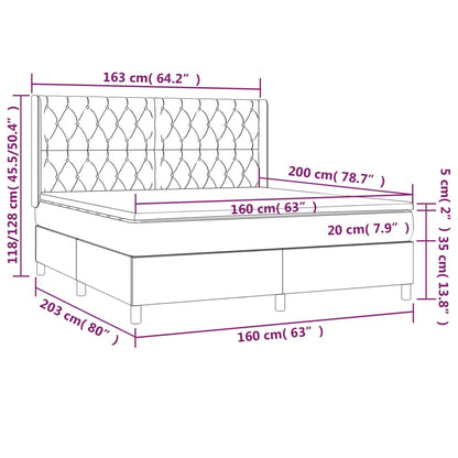 Boxspring Met Matras Stof Zwart 160 x 200 cm Getuft ontwerp