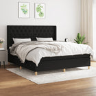 Boxspring Met Matras Stof Zwart 160 x 200 cm Getuft ontwerp