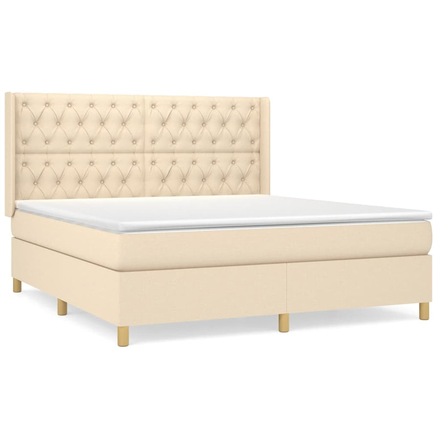 Boxspring Met Matras Stof Kleurig Crème 160 x 200 cm Getuft ontwerp