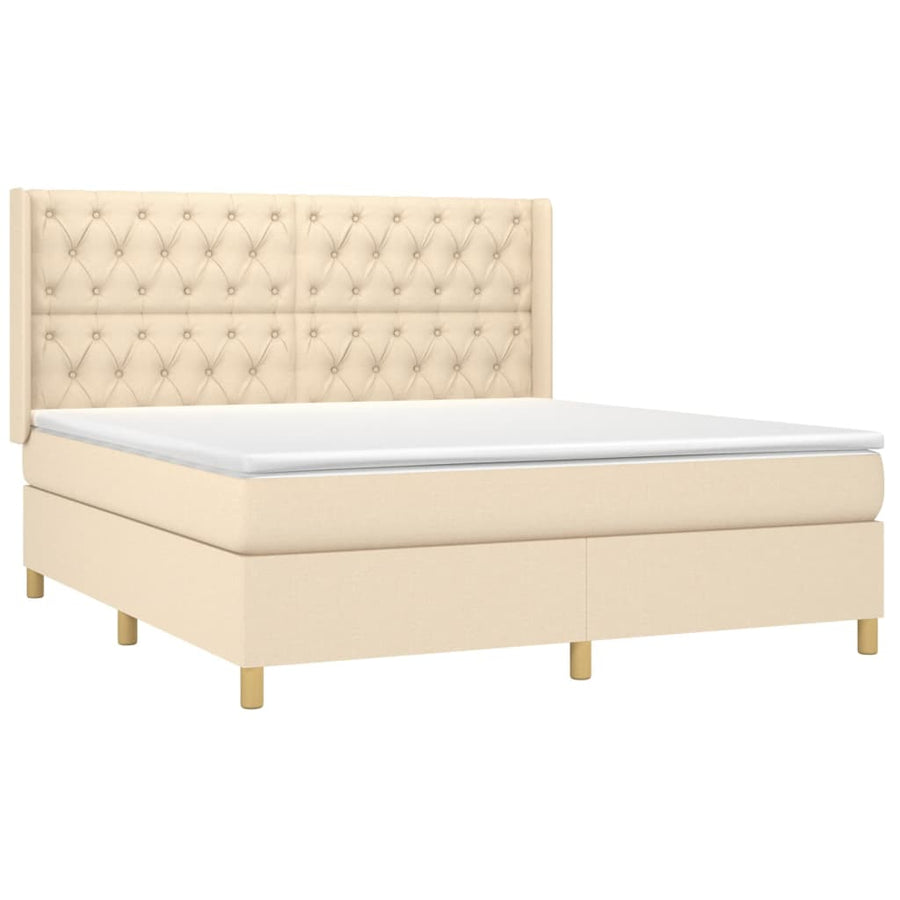 Boxspring Met Matras Stof Kleurig Crème 160 x 200 cm Getuft ontwerp
