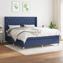 Boxspring Met Matras Stof Blauw 160 x 200 cm Getuft ontwerp