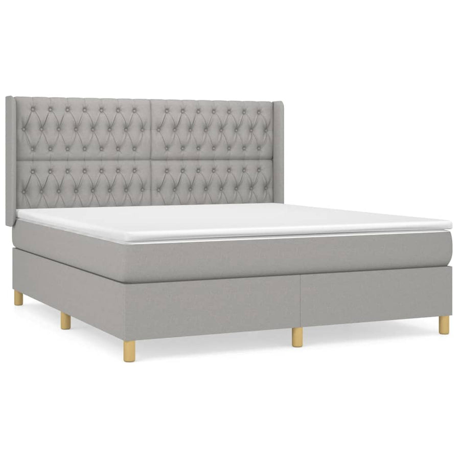 Boxspring Met Matras Stof Lichtgrijs 180 x 200 cm Getuft ontwerp