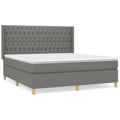 Boxspring Met Matras Stof Donkergrijs 180 x 200 cm Getuft ontwerp
