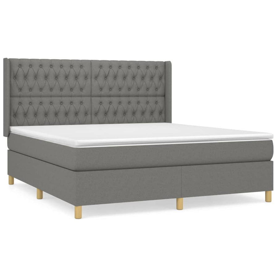 Boxspring Met Matras Stof Donkergrijs 180 x 200 cm Getuft ontwerp