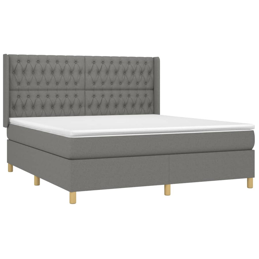 Boxspring Met Matras Stof Donkergrijs 180 x 200 cm Getuft ontwerp
