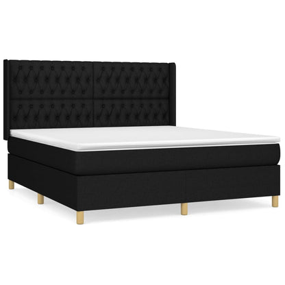 Boxspring Met Matras Stof Zwart 180 x 200 cm Getuft ontwerp