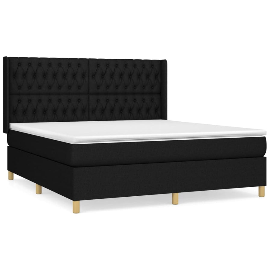 Boxspring Met Matras Stof Zwart 180 x 200 cm Getuft ontwerp