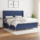 Boxspring Met Matras Stof Blauw 180 x 200 cm Getuft ontwerp