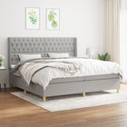 Boxspring Met Matras Stof Lichtgrijs 200 x 200 cm Getuft ontwerp