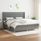 Boxspring Met Matras Stof Donkergrijs 200 x 200 cm Getuft ontwerp