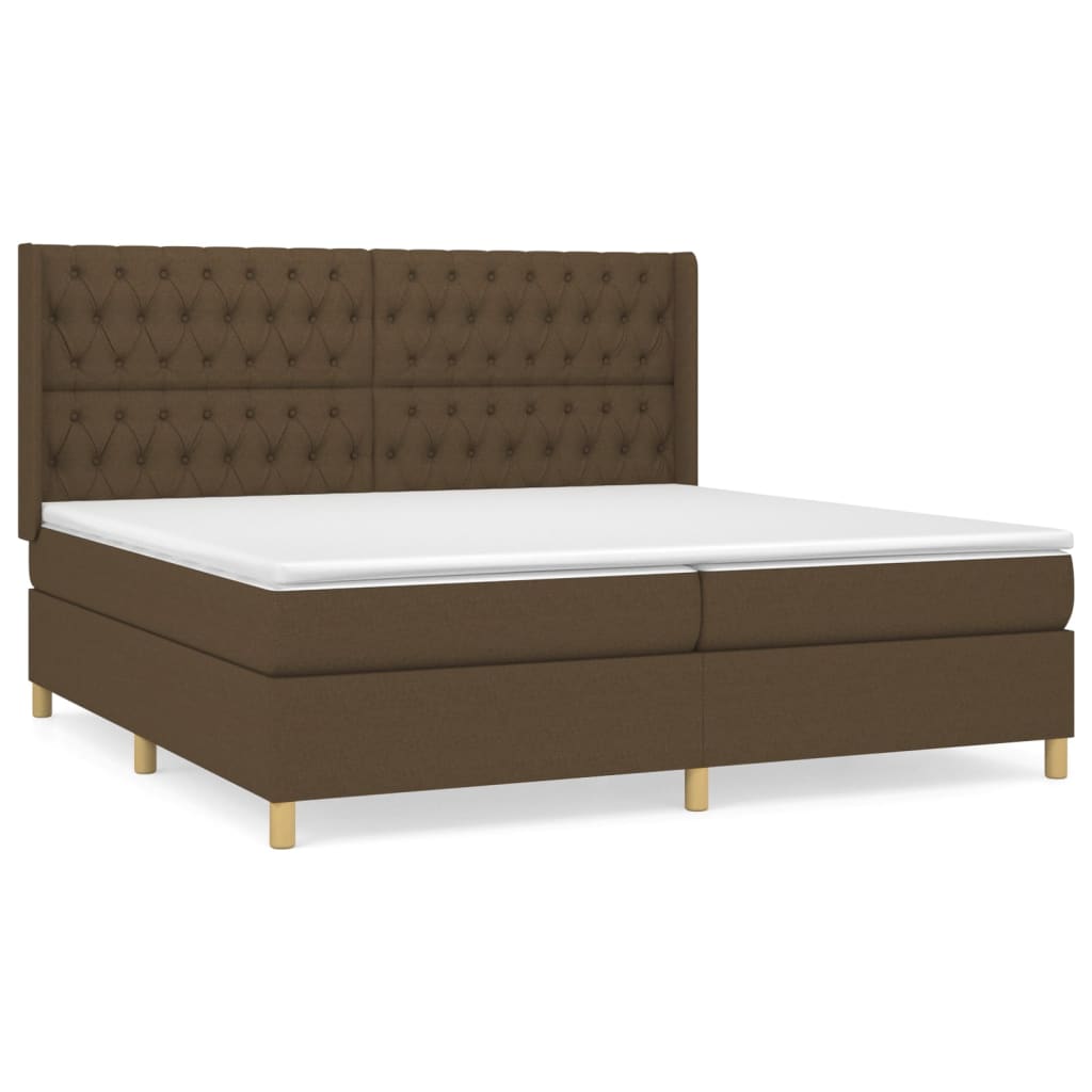Boxspring Met Matras Stof Donkerbruin 200 x 200 cm Getuft ontwerp