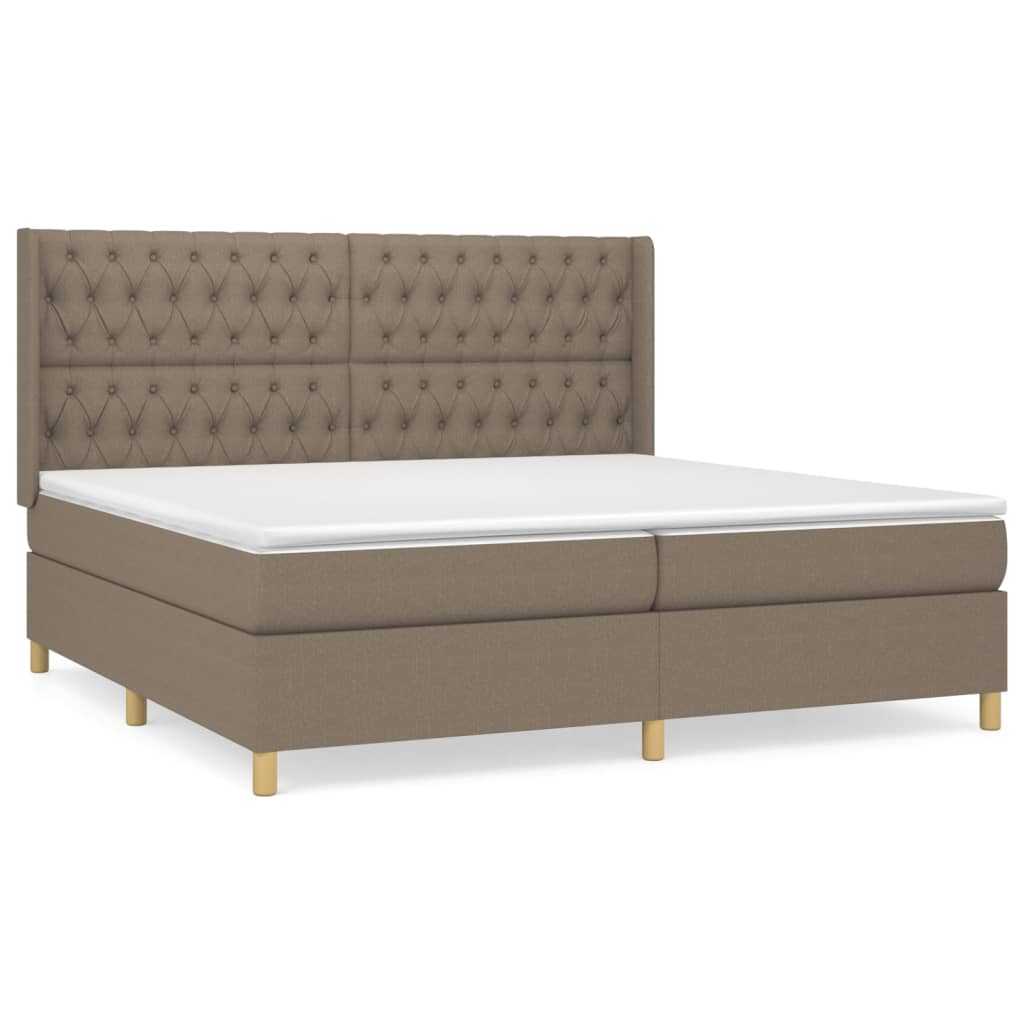 Boxspring Met Matras Stof Taupe 200 x 200 cm Getuft ontwerp