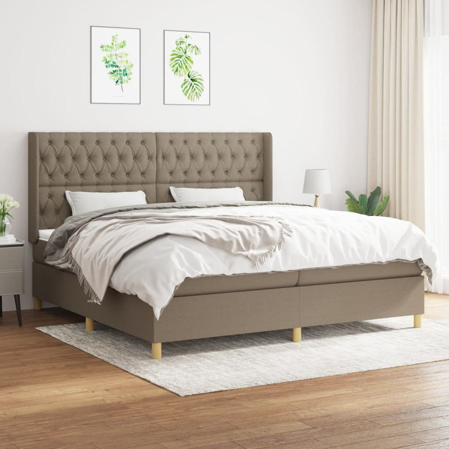 Boxspring Met Matras Stof Taupe 200 x 200 cm Getuft ontwerp