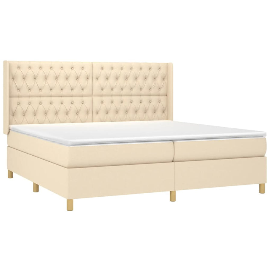 Boxspring Met Matras Stof Kleurig Crème 200 x 200 cm Getuft ontwerp