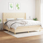 Boxspring Met Matras Stof Kleurig Crème 200 x 200 cm Getuft ontwerp