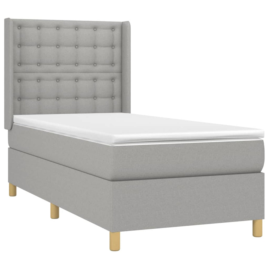 Boxspring Met Matras Stof Lichtgrijs 80 x 200 cm Knopen
