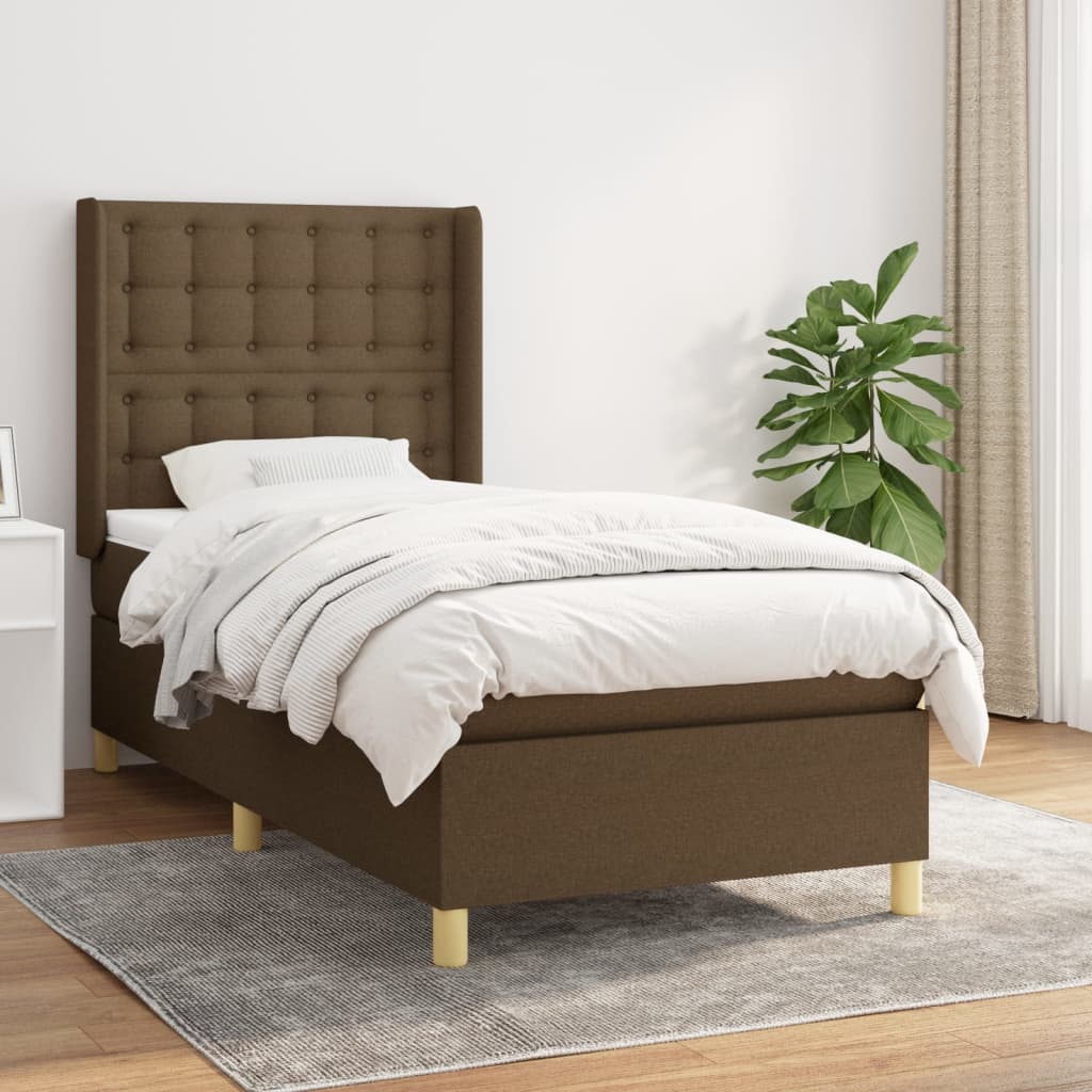 Boxspring met matras stof donkerbruin 80x200 cm