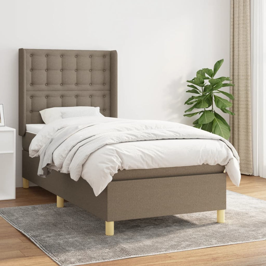 Boxspring met matras stof taupe 80x200 cm