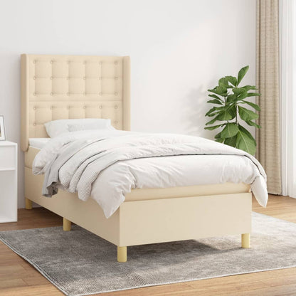 Boxspring met matras stof crèmekleurig 80x200 cm