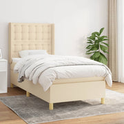 Boxspring 90x200 cm stof crèmekleurig