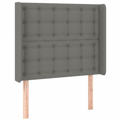 Boxspring Met Matras Stof Donkergrijs 100 x 200 cm Knopen