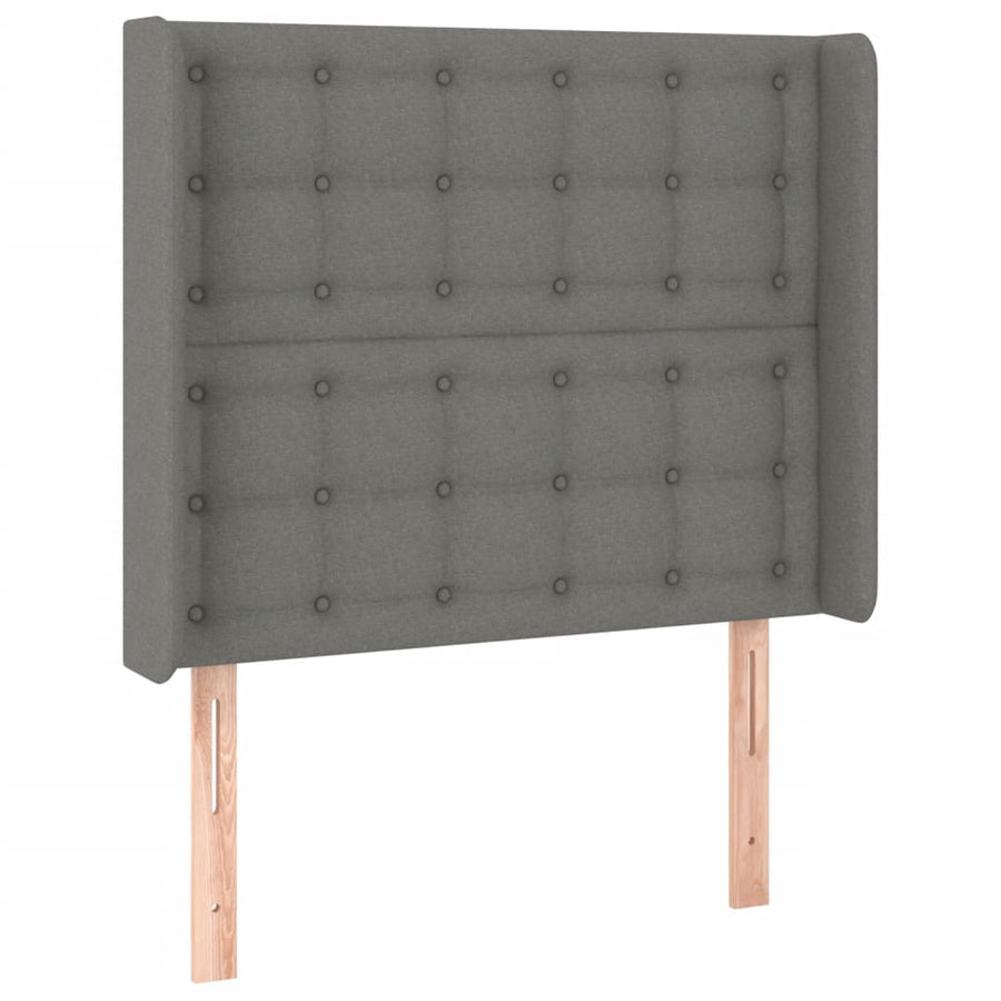 Boxspring Met Matras Stof Donkergrijs 100 x 200 cm Knopen