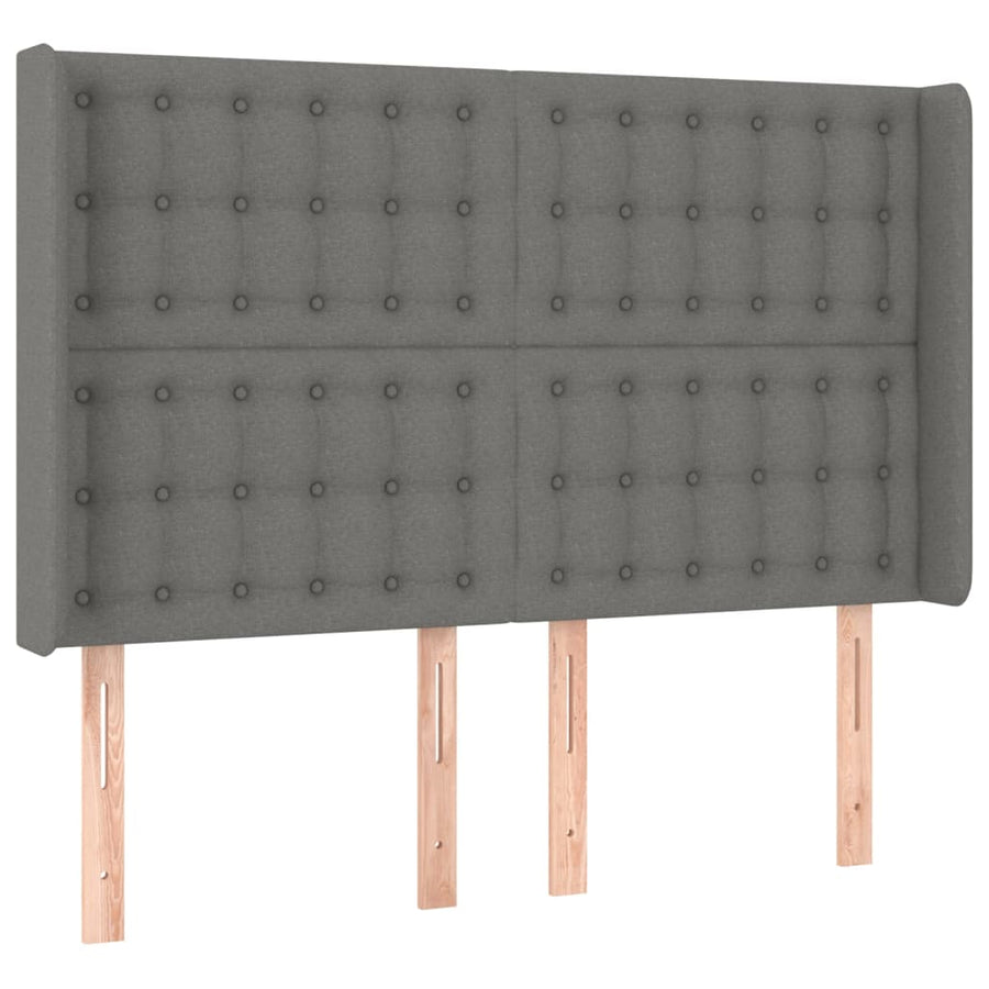 Boxspring Met Matras Stof Donkergrijs 140 x 190 cm Knopen