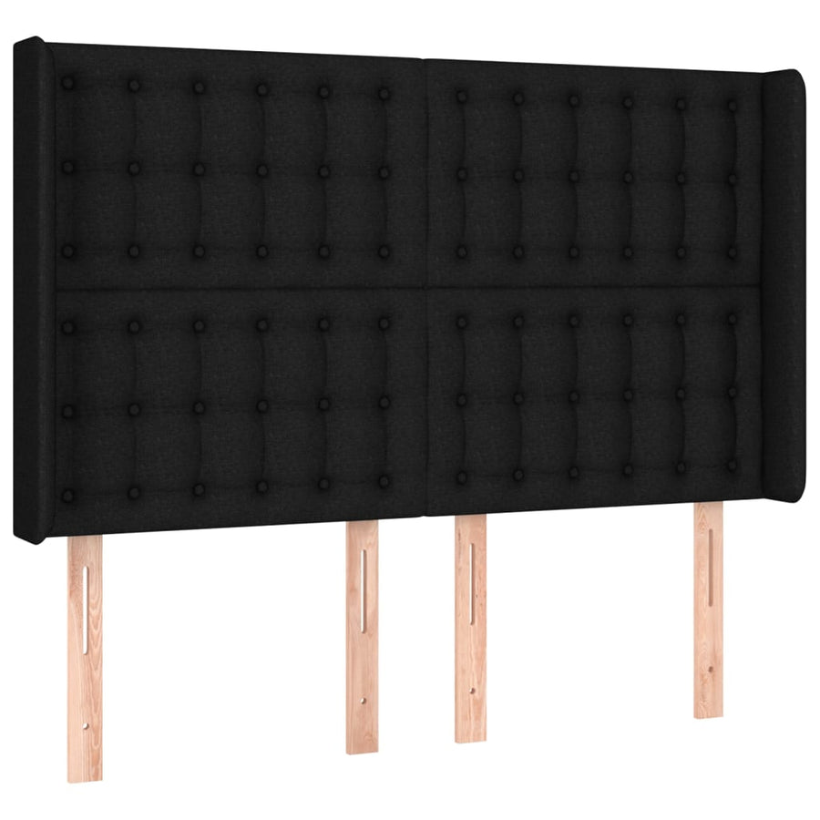 Boxspring Met Matras Stof Zwart 140 x 190 cm Knopen