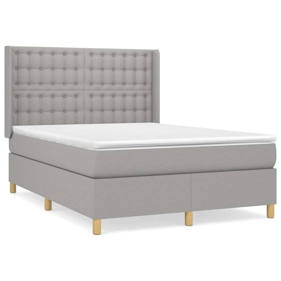 Boxspring Met Matras Stof Lichtgrijs 140 x 200 cm Knopen
