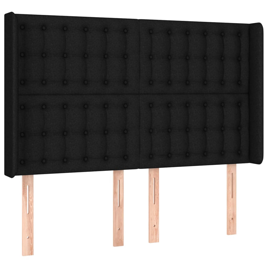 Boxspring Met Matras Stof Zwart 140 x 200 cm Knopen