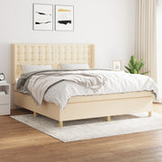 Box spring with fabric cream-colored mattress 160x200 cm