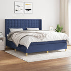 Boxspring Met Matras Stof Blauw 160 x 200 cm Knopen