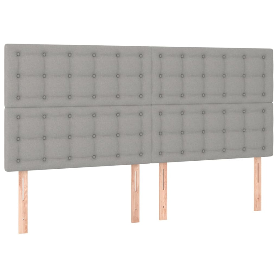 Boxspring Met Matras Stof Lichtgrijs 180X200 Cm Lichtgrijs 180 x 200 cm Knopen
