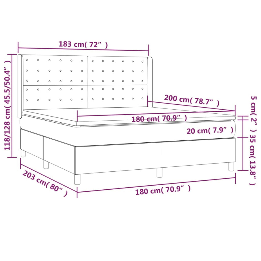 Boxspring Met Matras Stof Lichtgrijs 180X200 Cm Lichtgrijs 180 x 200 cm Knopen