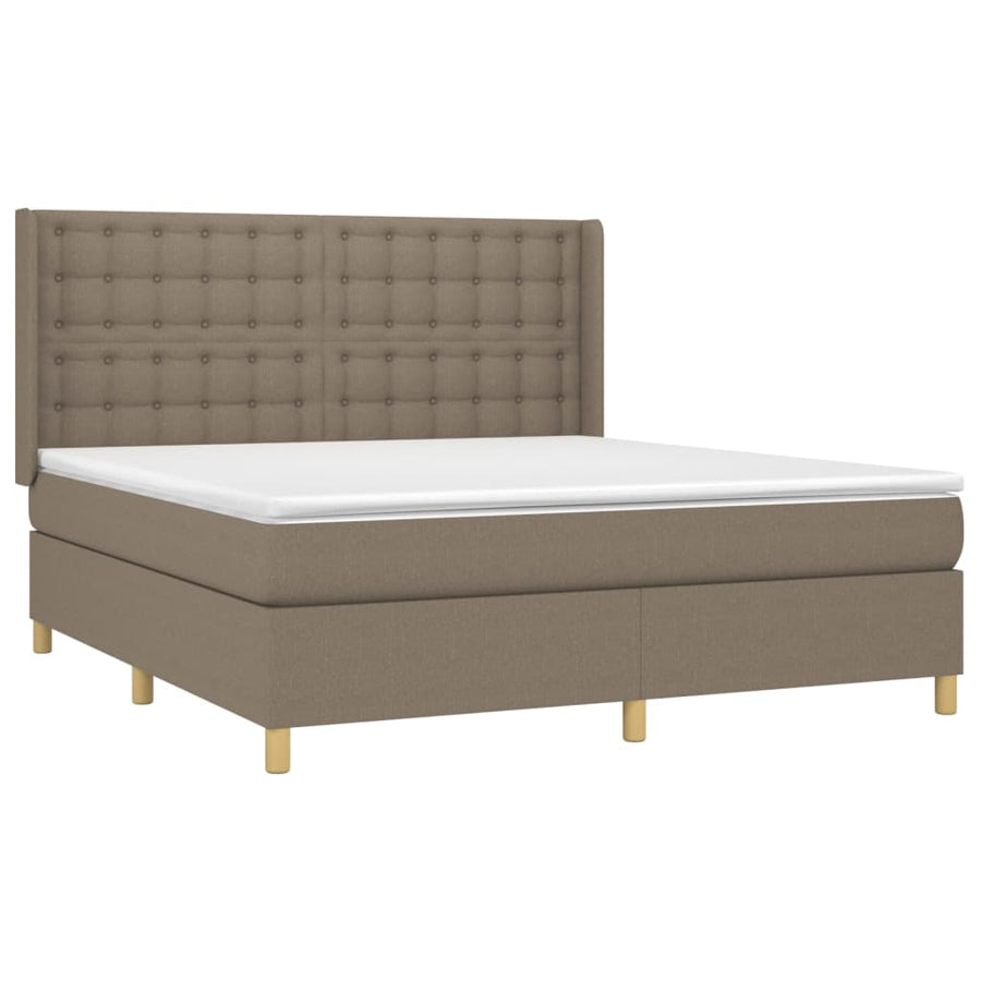 Boxspring Met Matras Stof Taupe 180X200 Cm 180 x 200 cm Knopen